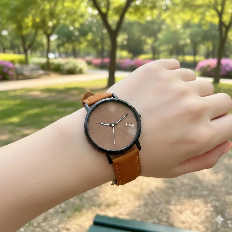 Tomi Minialist Analog Quartz Tan Strap