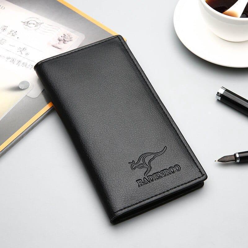 Men's UP Leather Bi-Fold Wallet Brown Black Slim