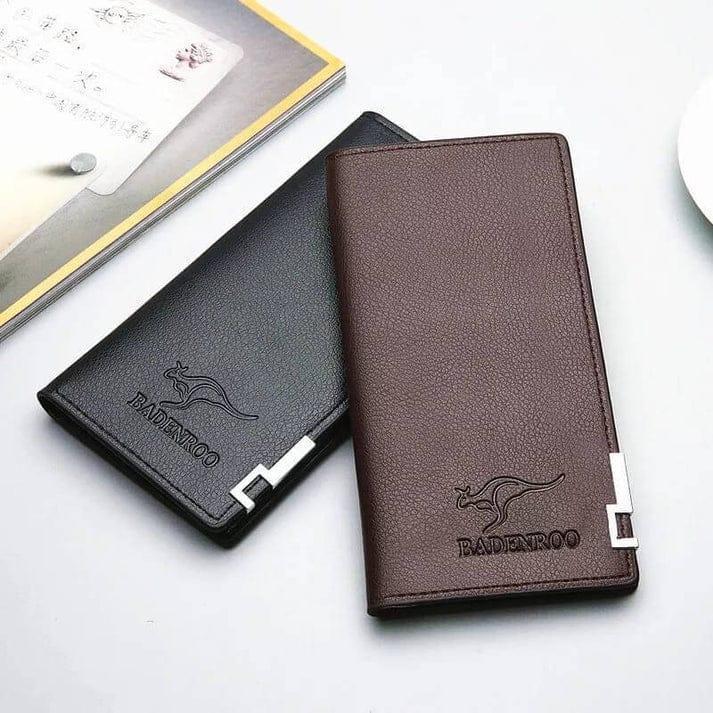 Men's UP Leather Bi-Fold Wallet Brown Black Slim