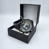 men's Skeleton watch matte black leather strep